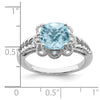 Sterling Silver Rhodium-plated Checker-Cut Gemstone and Diamond Ring