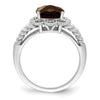 Sterling Silver Rhodium-plated Checker-Cut Gemstone and Diamond Ring