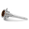 Sterling Silver Rhodium-plated Checker-Cut Gemstone and Diamond Ring