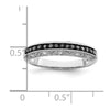 White Night Sterling Silver Rhodium-plated Black and White Diamond Band