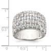 Sterling Silver Rhodium-plated CZ Wide Band Ring
