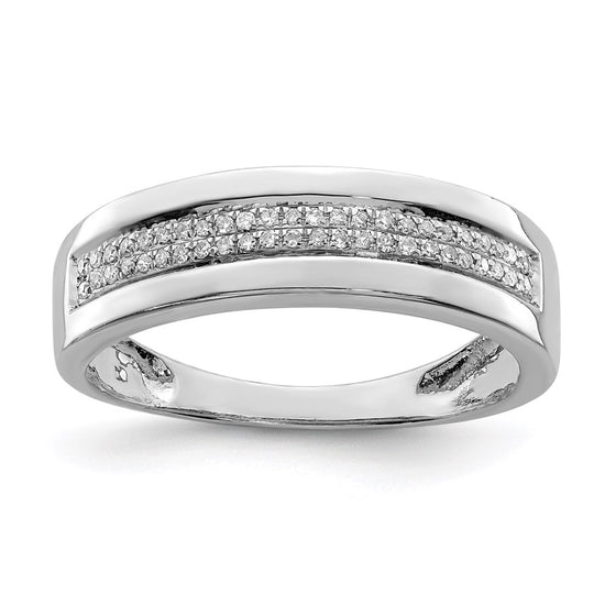 Sterling Silver Rhodium Plated Diamond Ladies Band