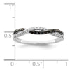 White Night Sterling Silver Rhodium-plated Black and White Criss Cross Diamond Ring