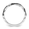 White Night Sterling Silver Rhodium-plated Black and White Criss Cross Diamond Ring