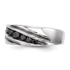 White Night Sterling Silver Rhodium-plated Black Diamond Men's Band Ring