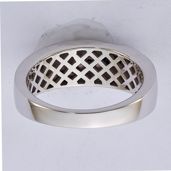 White Night Sterling Silver Rhodium-plated Black Diamond Men's Band Ring