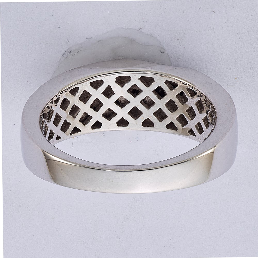 White Night Sterling Silver Rhodium-plated Black Diamond Men's Band Ring
