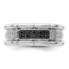 White Night Sterling Silver Rhodium-plated White and Black Diamond Men's Ring