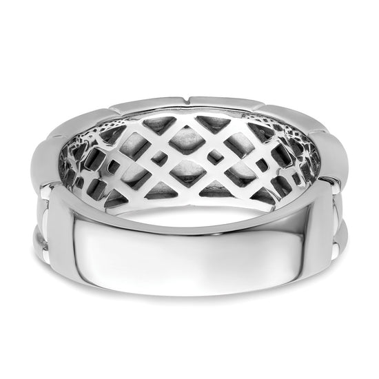 White Night Sterling Silver Rhodium-plated White and Black Diamond Men's Ring