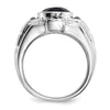 White Night Sterling Silver Black Rhodium-plated Diamond and Onyx Oval Men's Ring