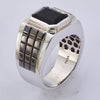 White Night Sterling Silver Black Rhodium-plated Diamond and Onyx Square Men's Ring