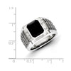 White Night Sterling Silver Black Rhodium-plated Diamond and Onyx Square Men's Ring