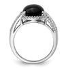 Sterling Silver Rhodium-plated Onyx and Diamond Ring