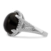 Sterling Silver Rhodium-plated Onyx and Diamond Ring