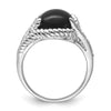 Sterling Silver Rhodium-plated Onyx and Diamond Ring