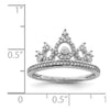 Sterling Silver Rhodium Plated Diamond Crown Ring