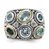 Sterling Silver RH-plated w/14k Gold and Blue Topaz Fancy Ring
