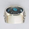 Sterling Silver RH-plated w/14k Gold and Blue Topaz Fancy Ring