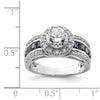 Sterling Silver Rhodium-plated CZ and Lab Created Sapphire Ring