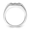 Sterling Silver Rhodium Plated Black and White Diam. Men's Ring