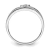 Sterling Silver Rhodium Plated Black and White Diam. Cross Men's Ring
