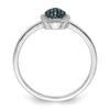 White Night Sterling Silver Rhodium-plated Blue Diamond Oval Ring