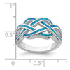 Sterling Silver Rhodium-plated Lab Created Blue Opal Inlay Celtic Knot Ring