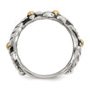 Sterling Silver w/14k Antiqued Leaves & Flowers Band