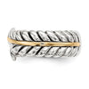 Sterling Silver w/14k Antiqued Leaves Bypass Ring