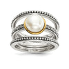 Sterling Silver w/14k Antiqued 8mm Button FWC Pearl Set of 3 Rings