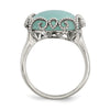 Sterling Silver Rhod-plated Created Amazonite Polished/Textured Ring