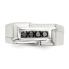 Sterling Silver Rhodium-plated Mens Black Diamond Polished Ring