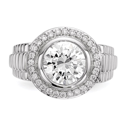 Sterling Silver Rhodium-plated Mens CZ Ring