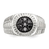 Sterling Silver Rhod-plated Mens Black Diamond Polished/Satin Ring