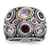Sterling Silver Rhod w/14k Pink Qrtz Rhodolite GA & Pink Tourmaline Ring