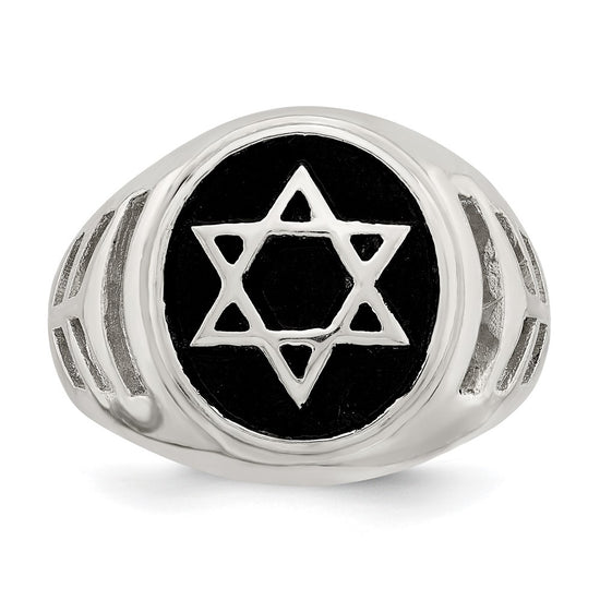 Sterling Silver Antiqued Star of David Ring