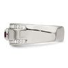 Sterling Silver Rhod-plated Men's African Ruby and White Topaz Ring