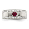Sterling Silver Rhod-plated Men's African Ruby and White Topaz Ring