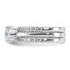 Sterling Silver Rhodium-plated 8mm CZ Solitaire & 2 CZ Bands Set
