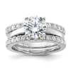 Sterling Silver Rhodium-plated 8mm CZ Solitaire & 2 CZ Bands Set