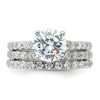 Sterling Silver Rhodium-plated 8mm CZ Ring & 2 CZ Band Set