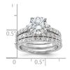 Sterling Silver Rhodium-plated 8mm CZ Ring & 2 CZ Band Set
