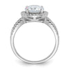 Sterling Silver Rhodium-plated Halo 8mm Center CZ Ring