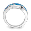 Sterling Silver Rhodium-plated Lab Created Blue Opal Inlay Ring