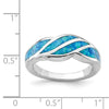 Sterling Silver Rhodium-plated Lab Created Blue Opal Inlay Ring