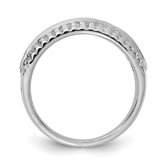 Prizma Sterling Silver Rhodium-plated Channel-Set Colorful and White CZ Ring