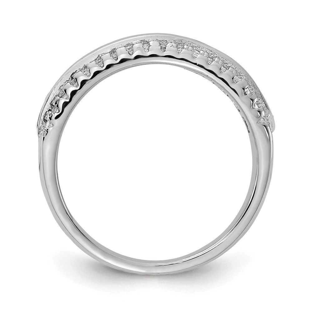 Prizma Sterling Silver Rhodium-plated Channel-Set Colorful and White CZ Ring
