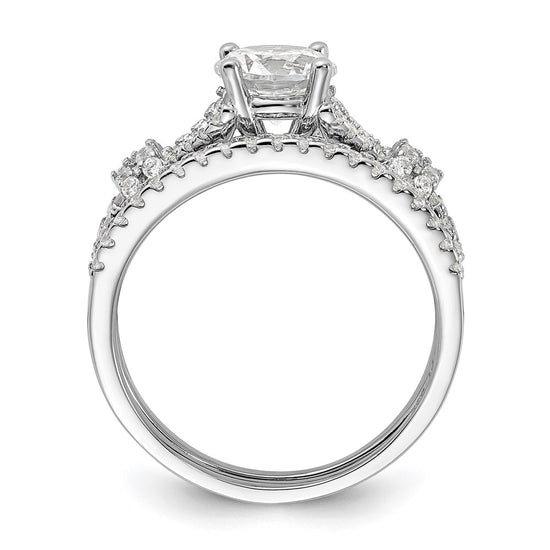 Sterling Silver Rhodium-plated Polished CZ Engagement and Band Set