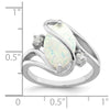 Sterling Silver Rhodium-plated White Created Opal & CZ Twist Ring