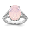 Sterling Silver Rhodium-plated Polished CZ & Pink Crystal Ring